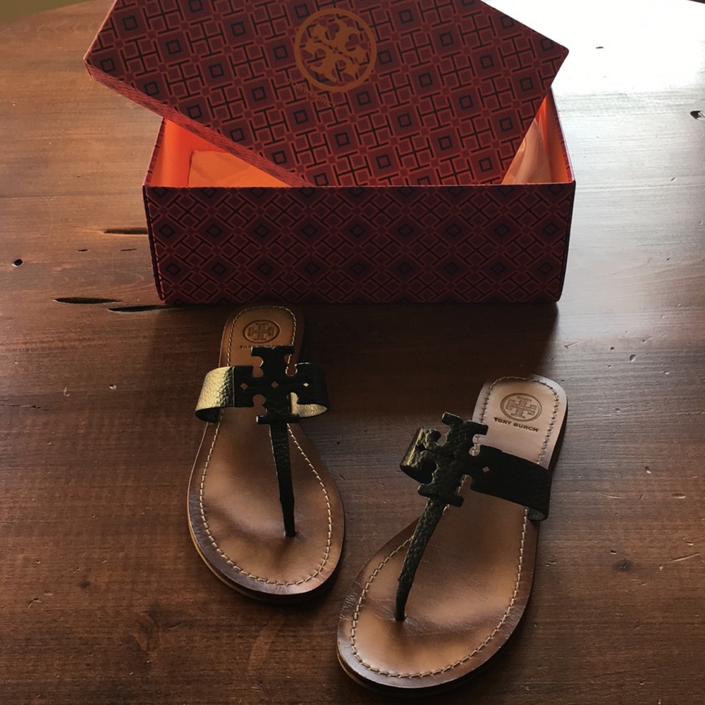 Tory Burch Moore Flat Thong Elba Tumbled Leather